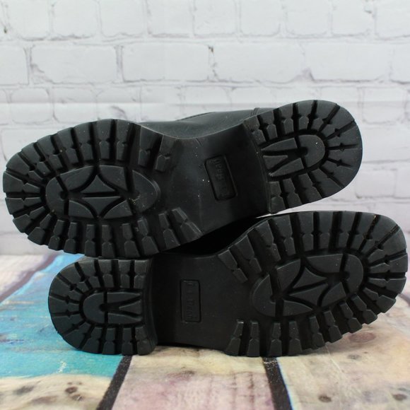 LL BEAN Lace Up Combat Ankle Boots Black Size 7 W - Picture 9 of 9